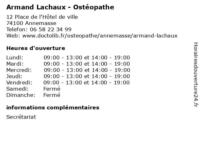 Armand Lachaux - Ostéopathe à Annemasse: adresse et heures d'ouverture