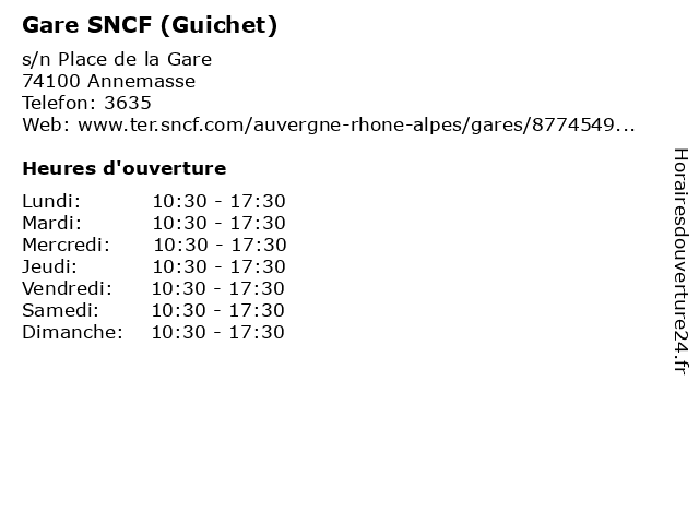 Gare SNCF (Guichet) à Annemasse: adresse et heures d'ouverture
