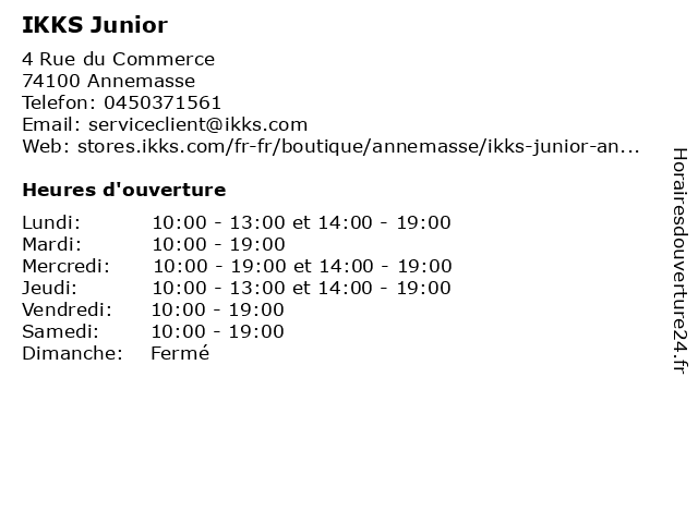 IKKS Junior à Annemasse: adresse et heures d'ouverture