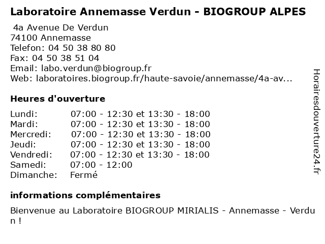 Biogroup Mirialis - Laboratoire D'annemasse - Verdun