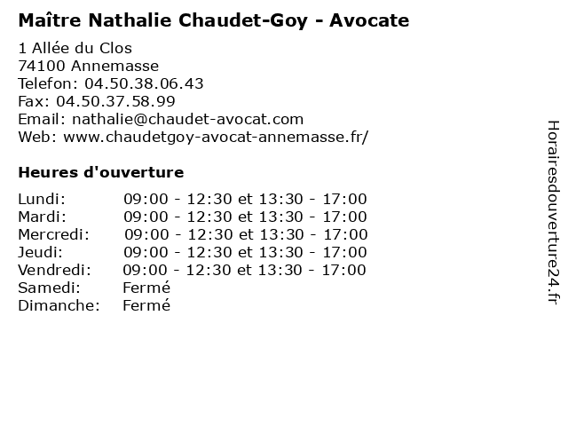 Maître Nathalie Chaudet-Goy - Avocate à Annemasse: adresse et heures d'ouverture