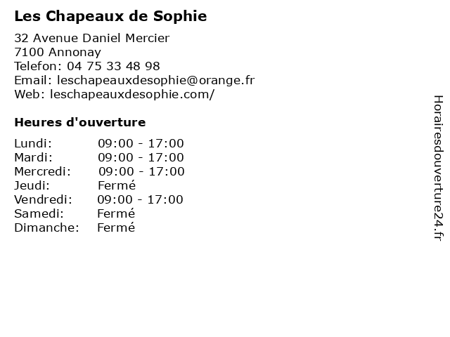 Les Chapeaux de Sophie à Annonay: adresse et heures d'ouverture