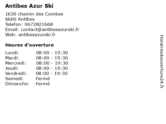 Antibes Azur Ski à Antibes: adresse et heures d'ouverture
