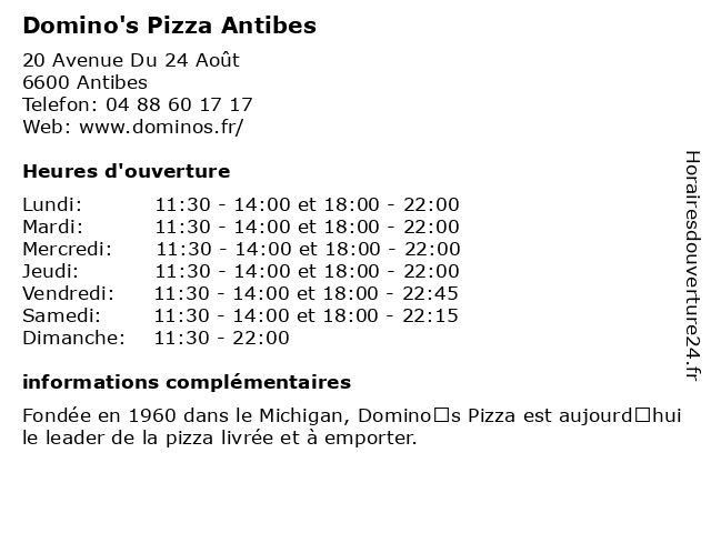 Domino's Pizza Antibes à Antibes: adresse et heures d'ouverture