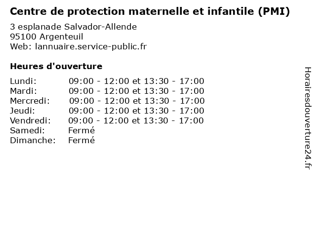 Centre de protection maternelle et infantile (PMI) à Argenteuil: adresse et heures d'ouverture