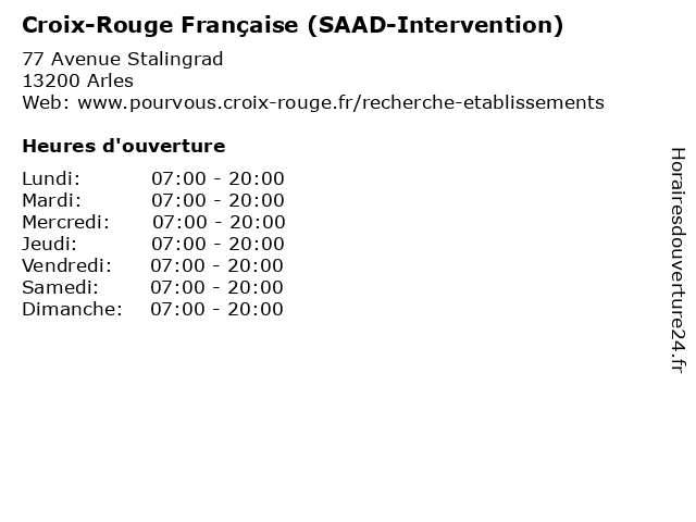 Croix-Rouge Française (SAAD-Intervention) à Arles: adresse et heures d'ouverture