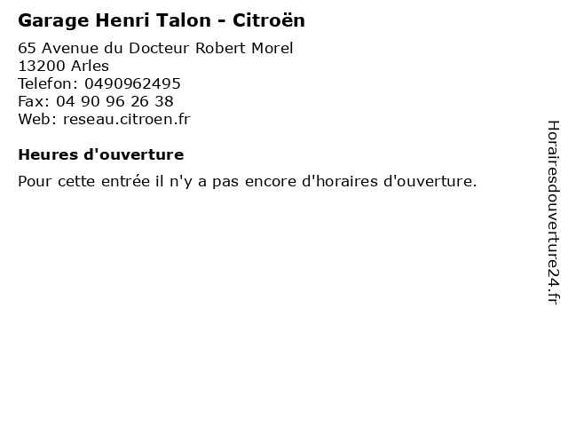 Garage Henri Talon - Citroën à Arles: adresse et heures d'ouverture