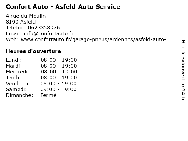 Confort Auto - Asfeld Auto Service à Asfeld: adresse et heures d'ouverture