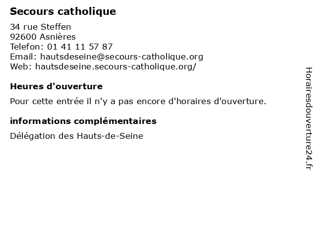 Secours catholique à Asnières: adresse et heures d'ouverture