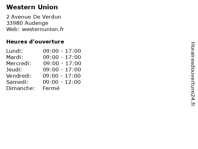 Western Union à Audenge: adresse et heures d'ouverture