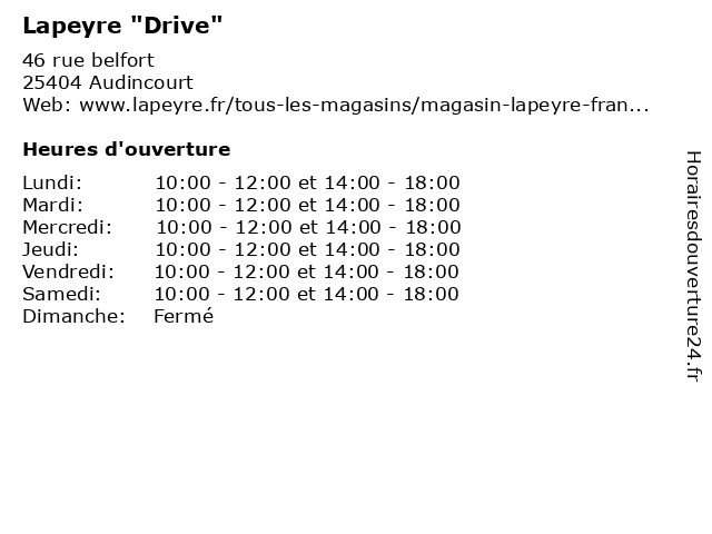 Lapeyre "Drive" à Audincourt: adresse et heures d'ouverture