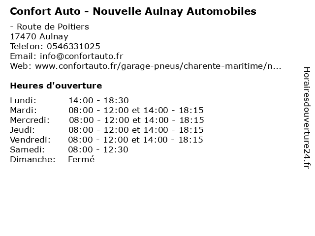 Confort Auto - Nouvelle Aulnay Automobiles à Aulnay: adresse et heures d'ouverture