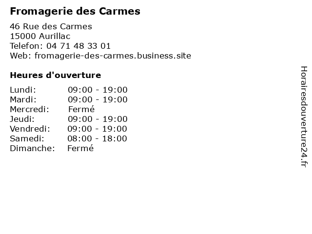 Fromagerie des Carmes à Aurillac: adresse et heures d'ouverture