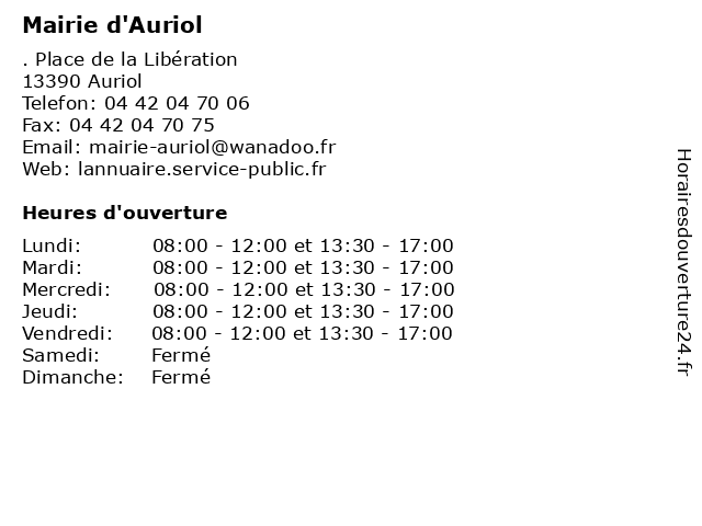 Mairie d'Auriol à Auriol: adresse et heures d'ouverture