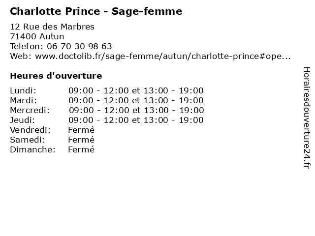 Charlotte Prince - Sage-femme à Autun: adresse et heures d'ouverture