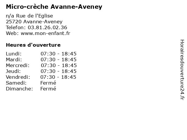 Micro-crèche Avanne-Aveney à Avanne-Aveney: adresse et heures d'ouverture