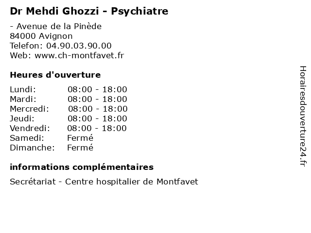 Dr Mehdi Ghozzi - Psychiatre à Avignon: adresse et heures d'ouverture