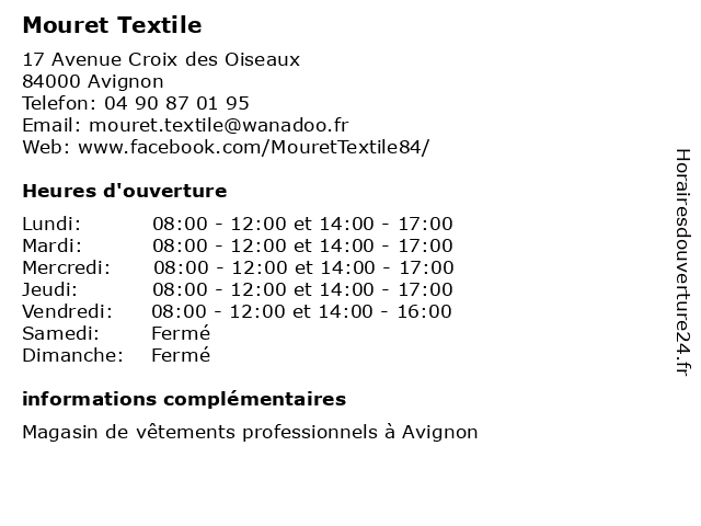 Mouret Textile à Avignon: adresse et heures d'ouverture