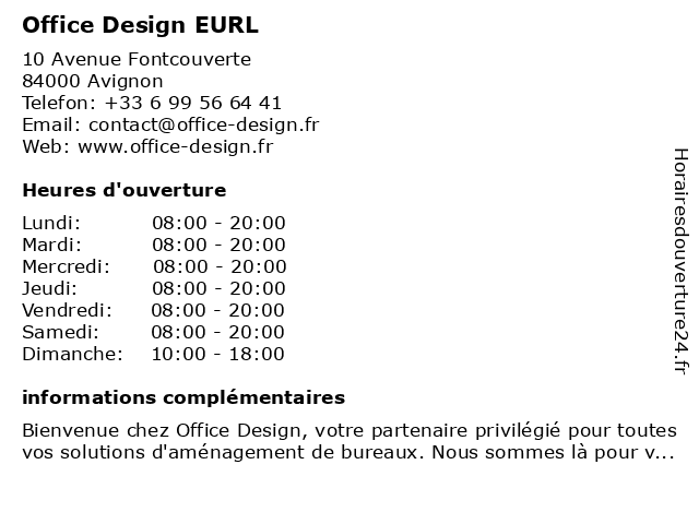 Office Design EURL à Avignon: adresse et heures d'ouverture