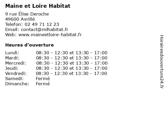 Maine et Loire Habitat à Avrillé: adresse et heures d'ouverture