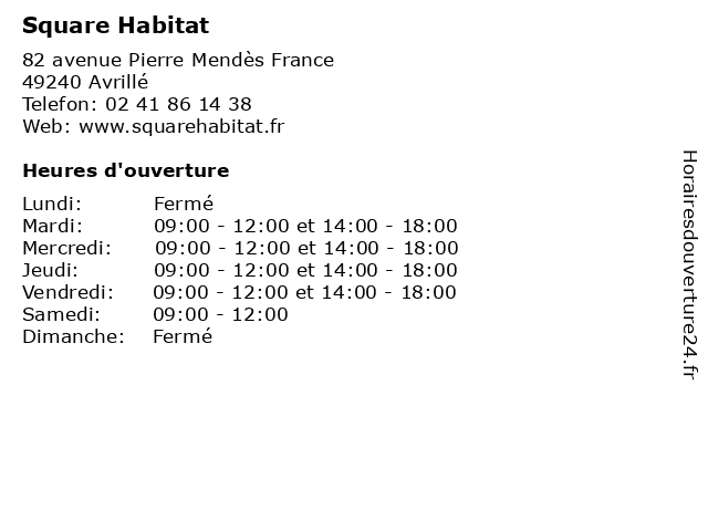 Square Habitat à Avrillé: adresse et heures d'ouverture
