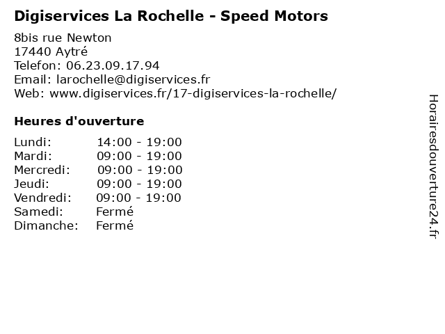 Digiservices La Rochelle - Speed Motors à Aytré: adresse et heures d'ouverture