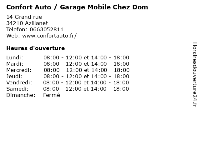 Confort Auto / Garage Mobile Chez Dom à Azillanet: adresse et heures d'ouverture