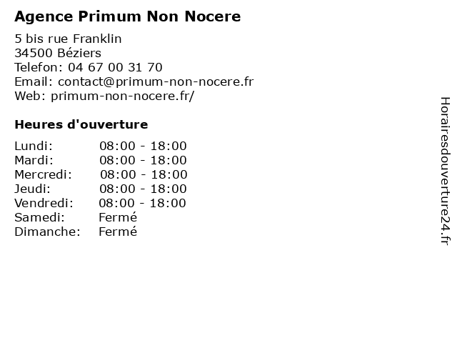 Agence Primum Non Nocere à Béziers: adresse et heures d'ouverture