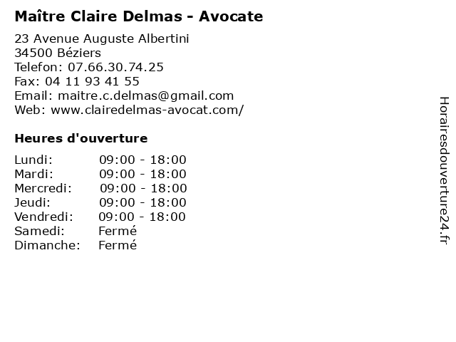 Maître Claire Delmas - Avocate à Béziers: adresse et heures d'ouverture