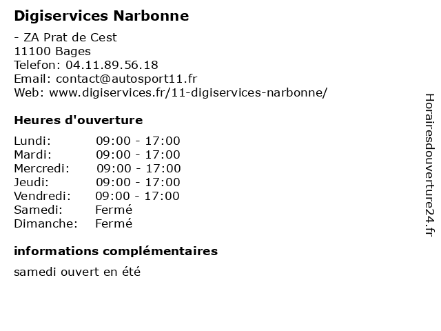 Digiservices Narbonne à Bages: adresse et heures d'ouverture