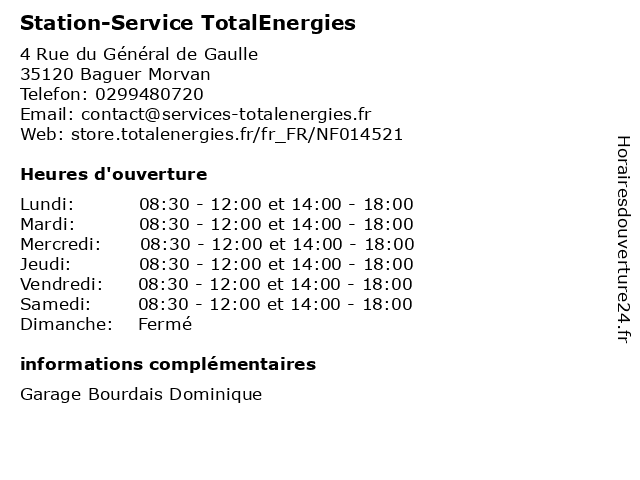 Station-Service TotalEnergies à Baguer Morvan: adresse et heures d'ouverture
