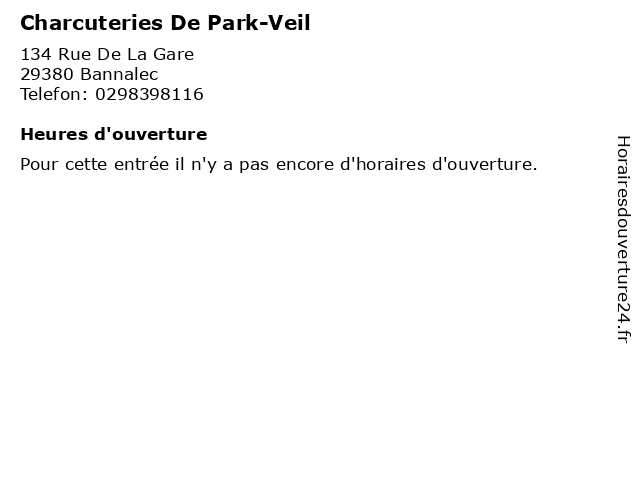 Charcuteries De Park-Veil à Bannalec: adresse et heures d'ouverture