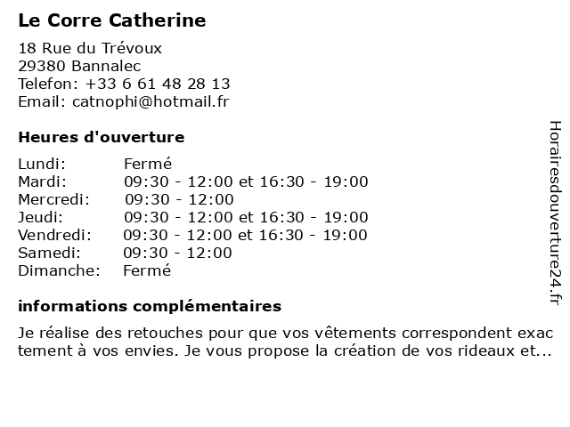 Le Corre Catherine à Bannalec: adresse et heures d'ouverture