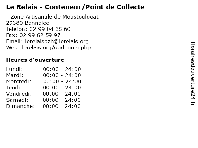 Le Relais - Conteneur/Point de Collecte à Bannalec: adresse et heures d'ouverture