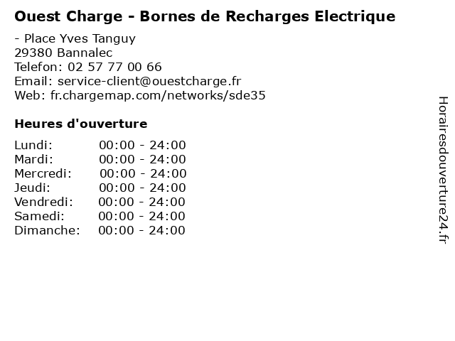 Ouest Charge - Bornes de Recharges Electrique à Bannalec: adresse et heures d'ouverture