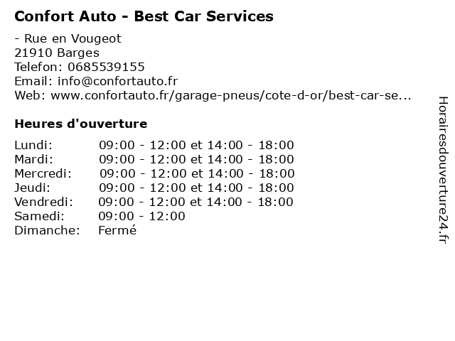 Confort Auto - Best Car Services à Barges: adresse et heures d'ouverture