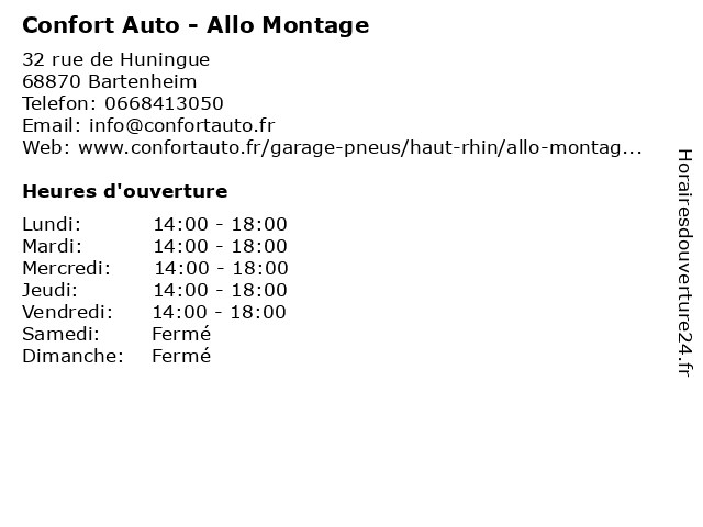 Confort Auto - Allo Montage à Bartenheim: adresse et heures d'ouverture