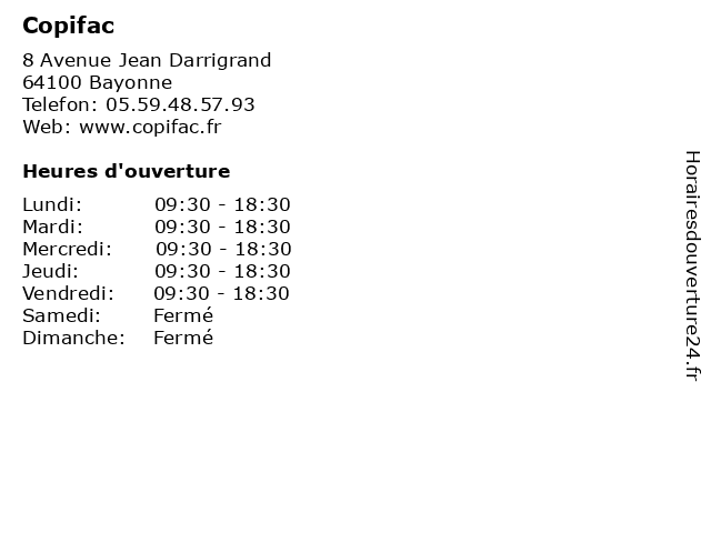 copifac tours horaires