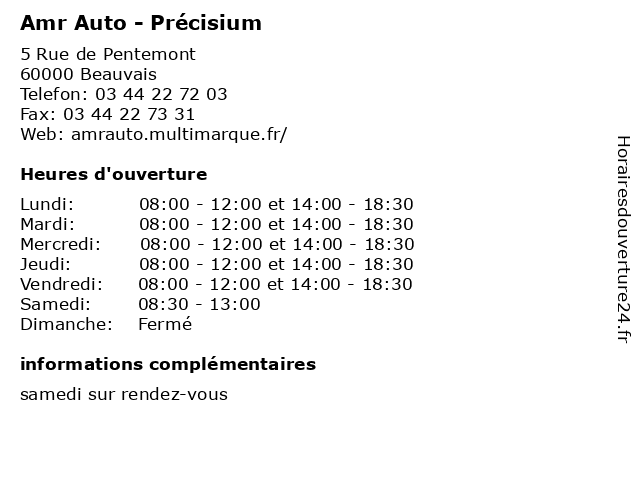 Amr Auto - Précisium à Beauvais: adresse et heures d'ouverture