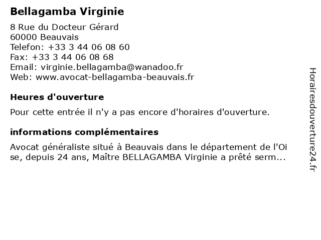 Bellagamba Virginie à Beauvais: adresse et heures d'ouverture