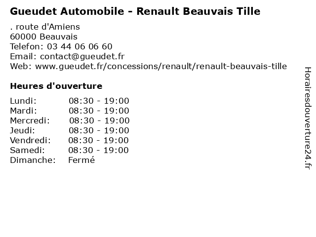 Gueudet Automobile - Renault Beauvais Tille à Beauvais: adresse et heures d'ouverture