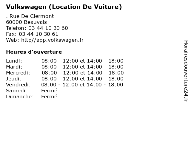Volkswagen (Location De Voiture) à Beauvais: adresse et heures d'ouverture