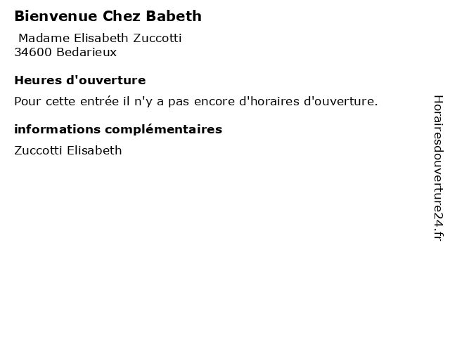 Bienvenue Chez Babeth à Bedarieux: adresse et heures d'ouverture
