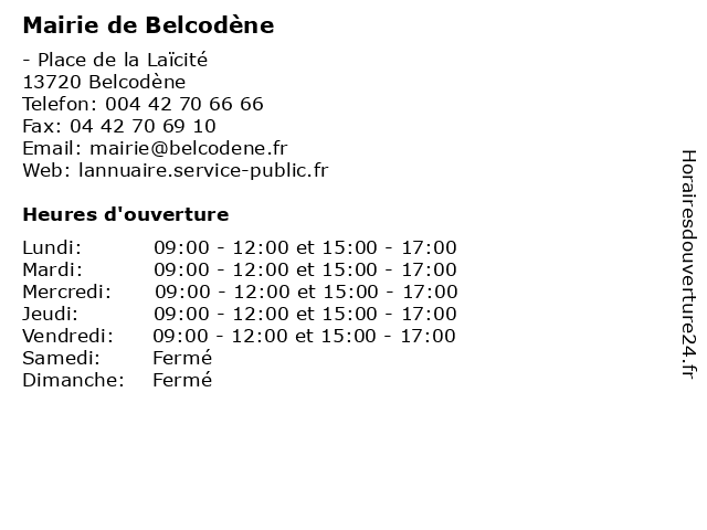 Mairie de Belcodène à Belcodène: adresse et heures d'ouverture