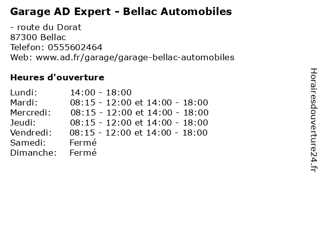 Garage AD Expert - Bellac Automobiles à Bellac: adresse et heures d'ouverture