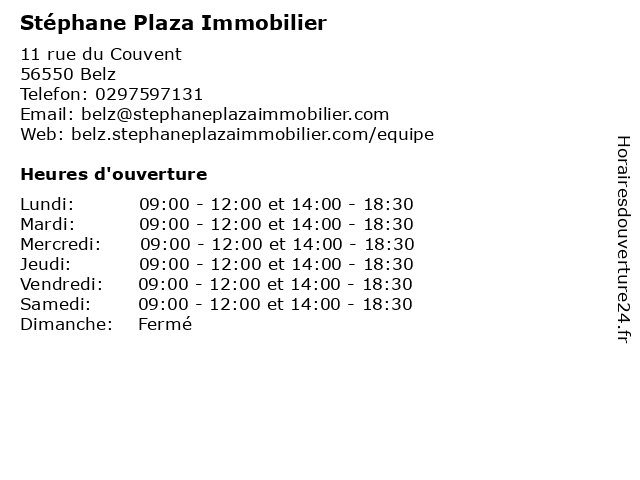 Stéphane Plaza Immobilier à Belz: adresse et heures d'ouverture