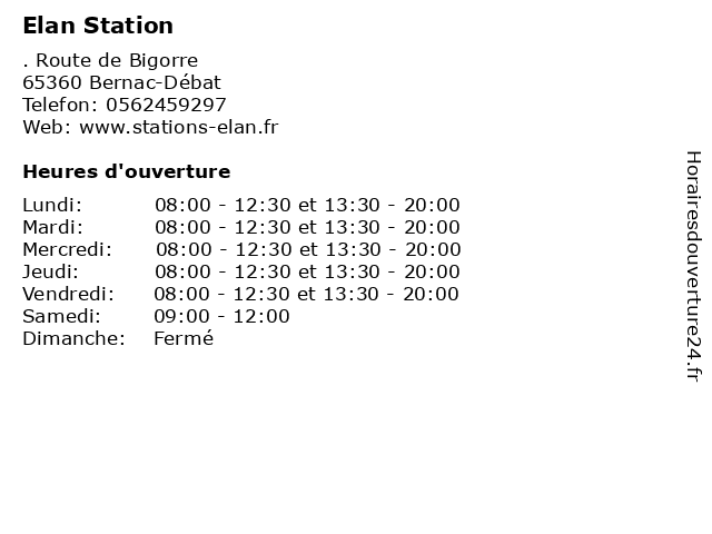 Elan Station à Bernac-Débat: adresse et heures d'ouverture