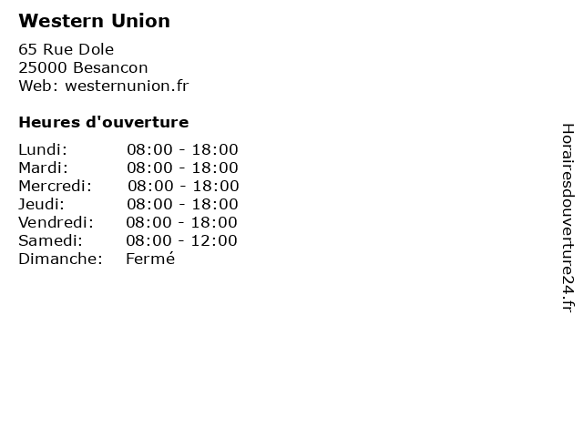 Western Union à Besancon: adresse et heures d'ouverture