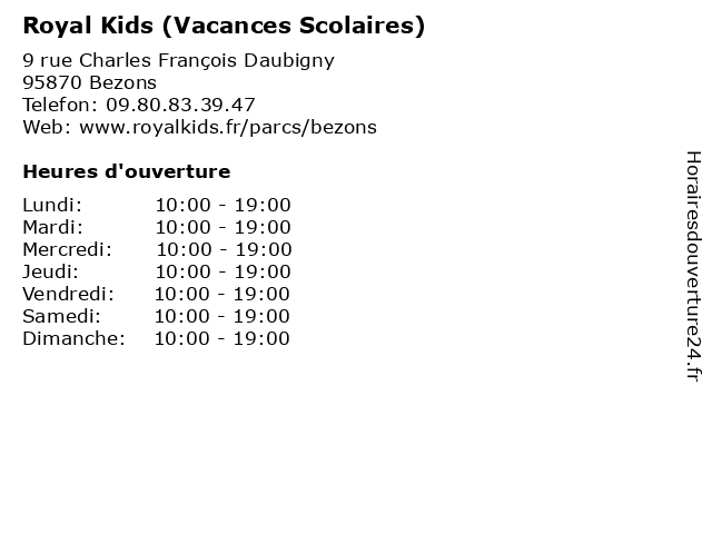 Royal Kids (Vacances Scolaires) à Bezons: adresse et heures d'ouverture
