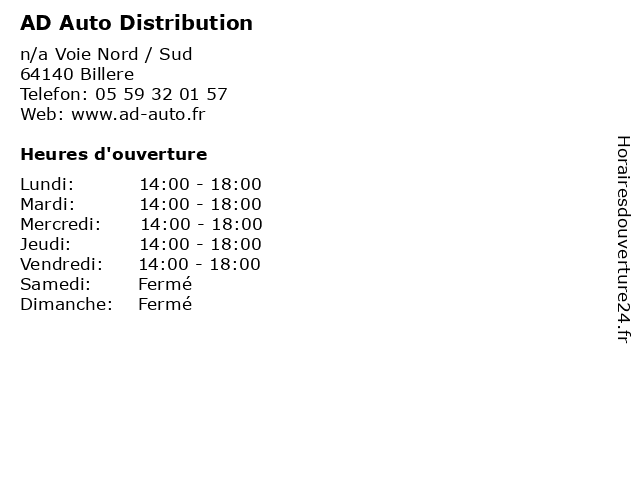 AD Auto Distribution à Billere: adresse et heures d'ouverture